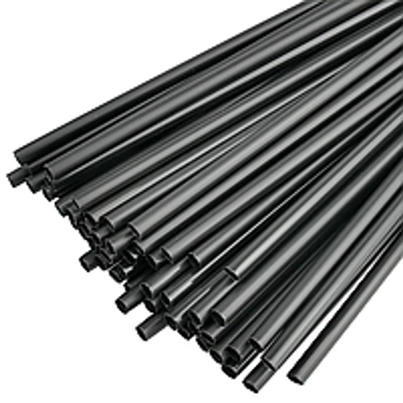 Трубочки для напоїв, коктейлі, смузі 8 мм. 21см. чорний колір (1 уп/500 шт)