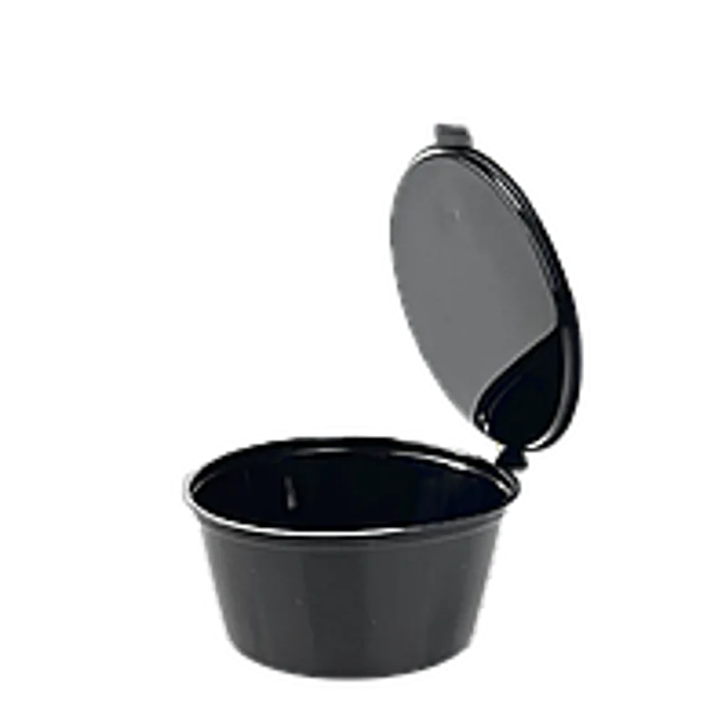 Соусник круглый 100 мл  герметичный с крышкой "Черный" Total Black