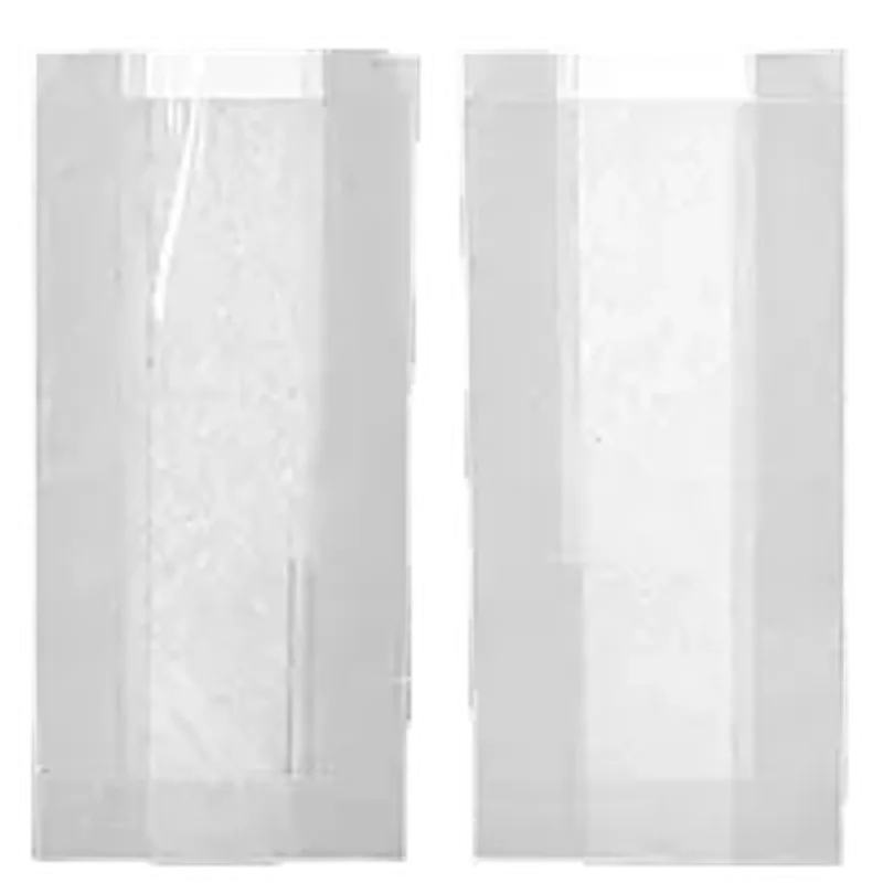 Бумажный пакет с прозрачной вставкой белый 220х100х50/40 мм