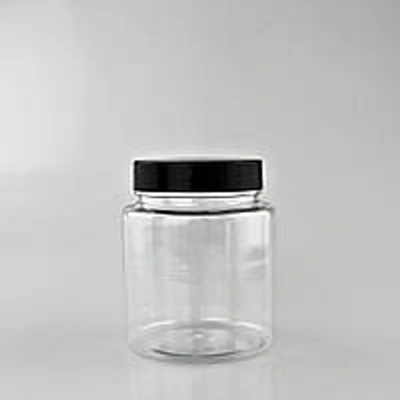 Пластиковая банка  300 мл с чорною кришкою 63 мм