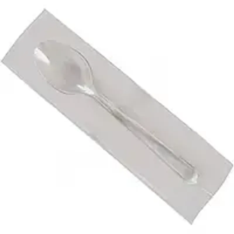 Ложка в індивідуальній упаковці пластикова  десертна 13 см (уп.100 шт) прозора