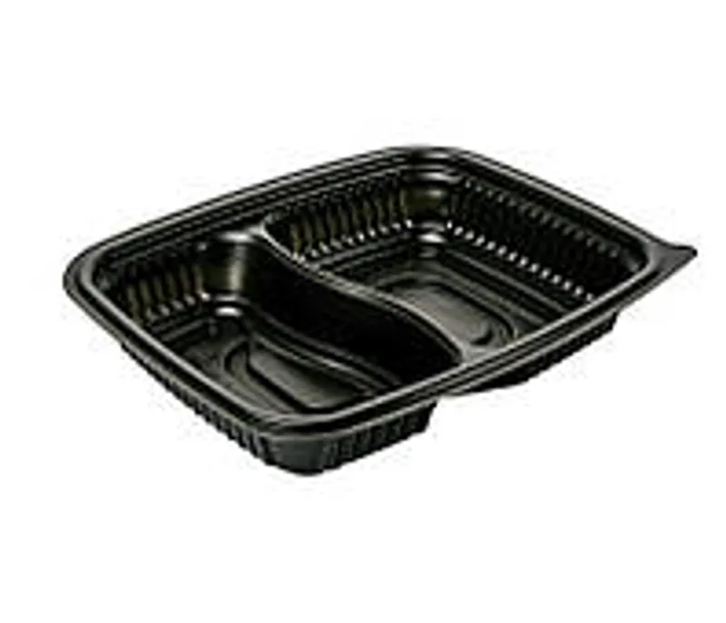 Ланч-бокс П-2 без крышки черный 2 секции для горячих блюд 25 шт