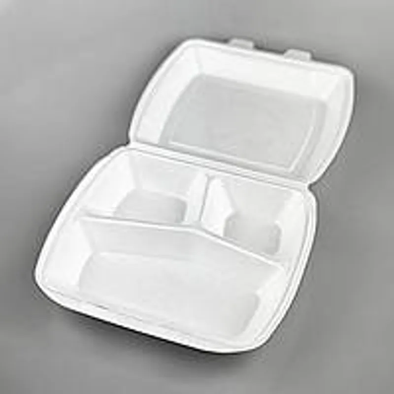 Ланч-бокс из полистирола 390*242*74 мм белый на 3 отделения, упаковка для доставки еды