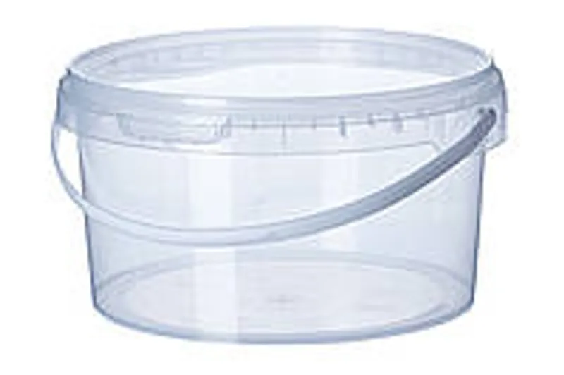 Відро пластикове 2.3 л кругле прозоре з ручкою та кришкою, пластикові відра та контейнери