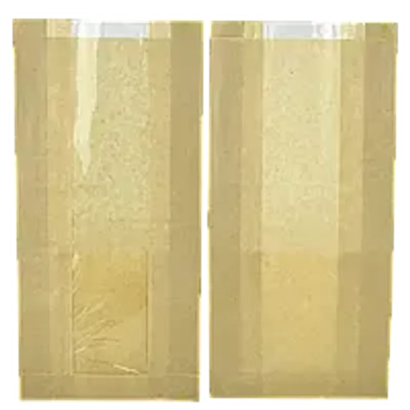 Бумажный пакет с прозрачной вставкой крафт 210х100х50/40