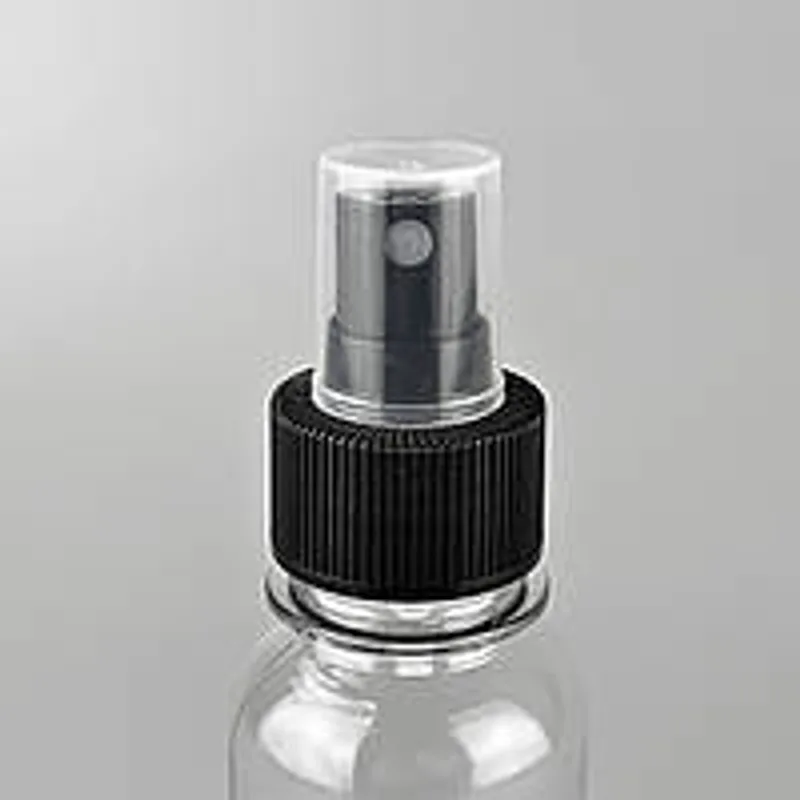 Кнопковий розпилювач 28 мм чорного кольору для хімії та косметики під флакон