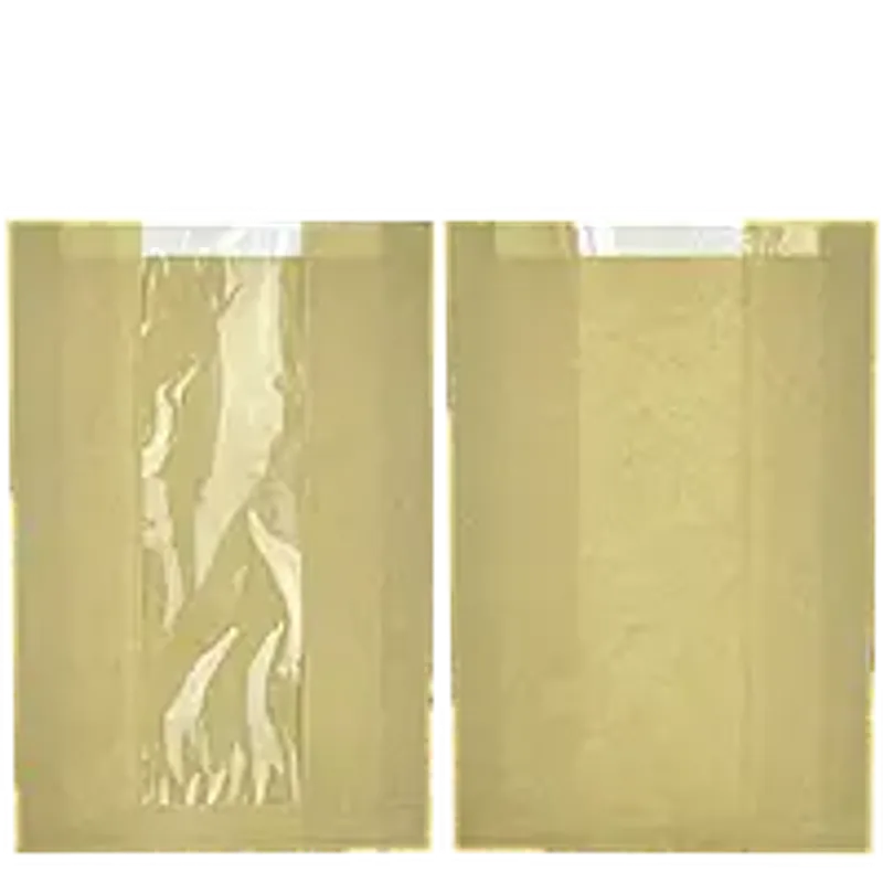 Бумажный пакет с прозрачной вставкой крафт 310х210х50 мм