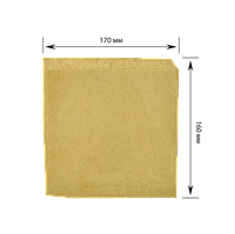 Бумажный пакет уголок крафт бурый 160х170 мм