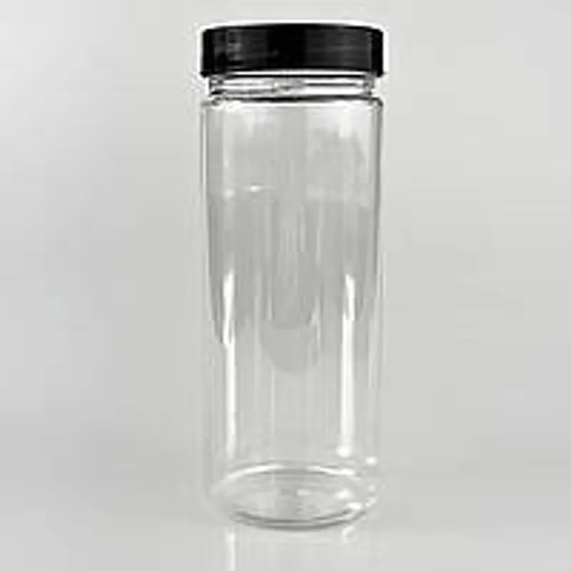 Пластиковая банка 500 мл цилиндр с крышкой черной 63 мм