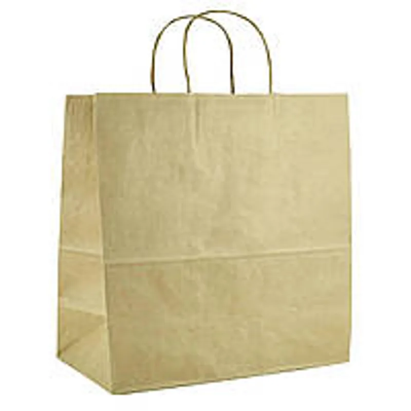 Паперовий пакет крафт з ручками бурий 330х160х350 мм