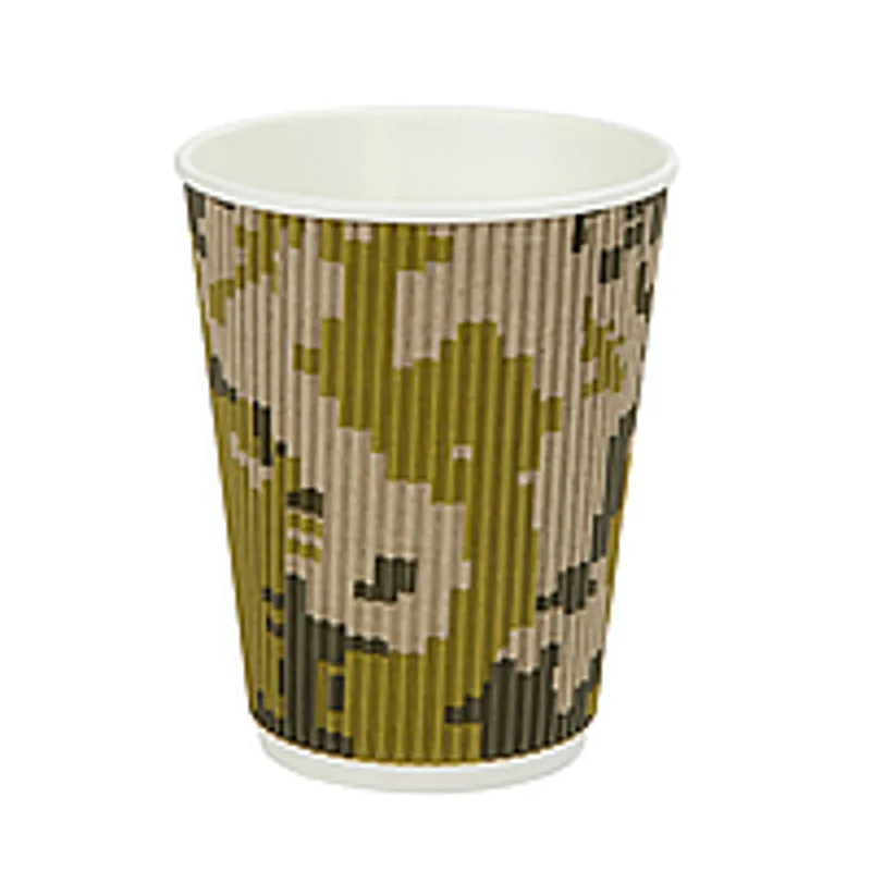 Стакан бумажный одноразовый Гофрированный Милитари 350 мл