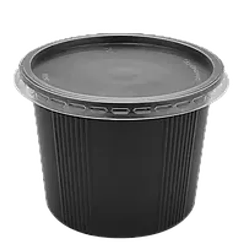 Супник с крышкой (РР) для холодных и горячих блюд черный 500 мл (упаковка 50 шт)