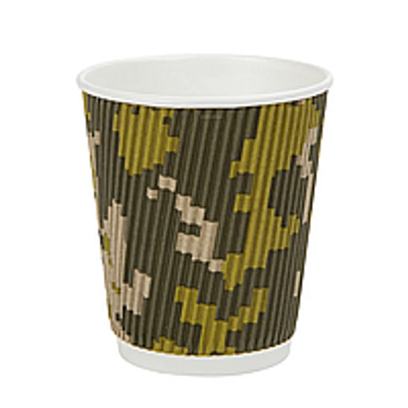Стакан бумажный одноразовый Гофрированный Милитари 180 мл