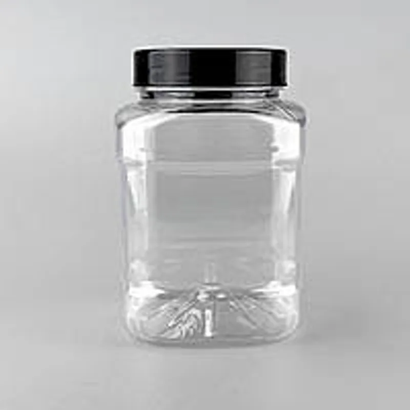 Пластиковая банка квадратная 500 мл с крышкой черной 63 мм в розницу (1/уп/10/шт)