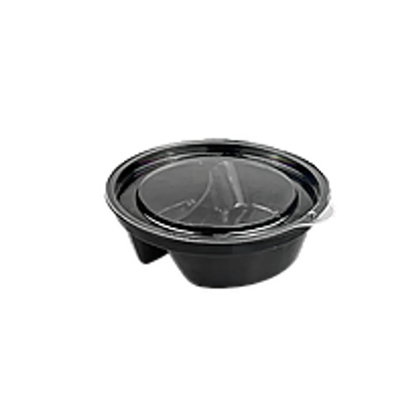 Соусник черный на две секции с крышкой пластиковый 85 мл (1/уп/100/шт)