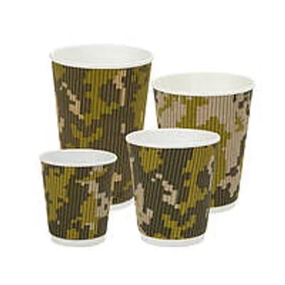 Стаканы бумажные гофрированные " Пиксель Милитари"