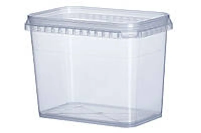 Судок прозрачный 1 л (прямоугольный с крышкой), тара пластиковая пищевая
