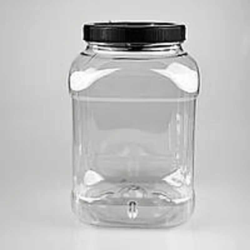 Пластиковая банка 3 л квадратная с черной крышкой  110 мм, банка для сыпучих