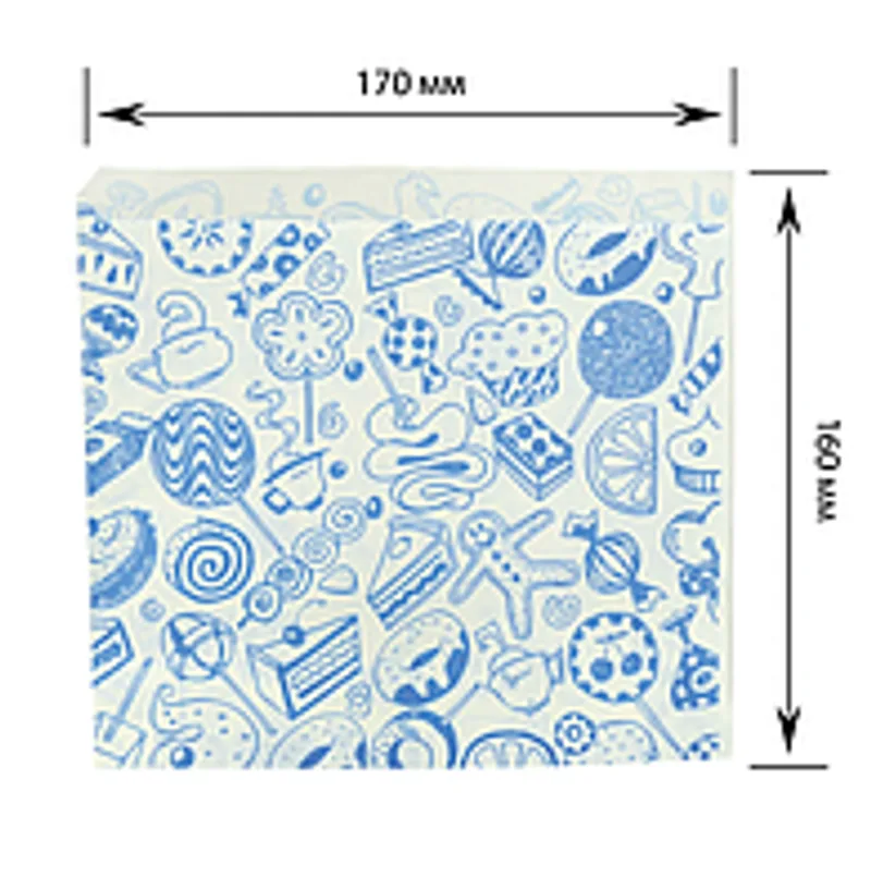 Бумажный пакет уголок «Сладкое ассорти» жиростойкий 160х170 мм (500 шт.)