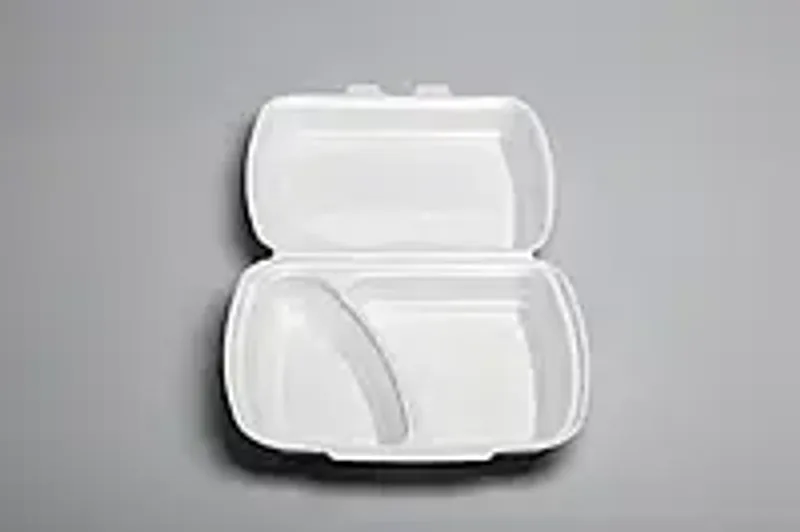 Ланч-бокс зі спіненого полістиролу  390х242х74 мм білий на два відділи