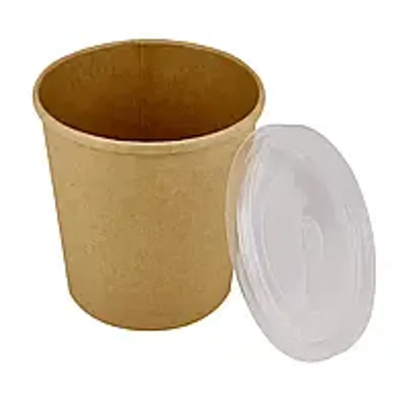 Супник крафт с крышкой 350 мл 25 шт, упаковка для доставки еды