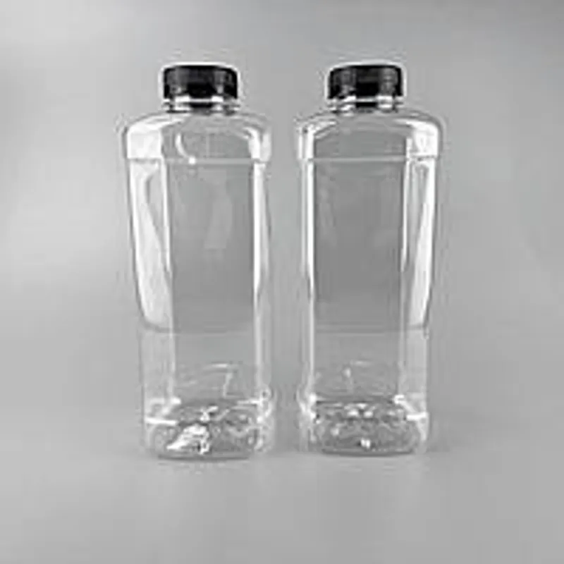 Пляшка пет 1 л Преміум  квадратна з широким горлом 38 мм, (1/уп/25/шт), з чорною кришкою ПЕТ