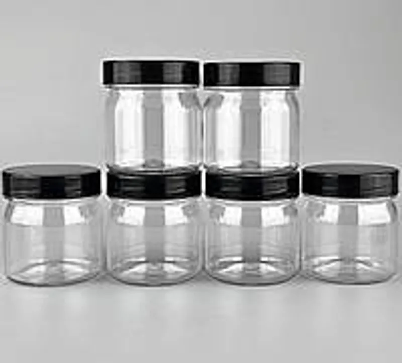 Баночка для сыпучих 6 шт + 6 крышек, банка 150 мл и черная крышка 63 мм №6