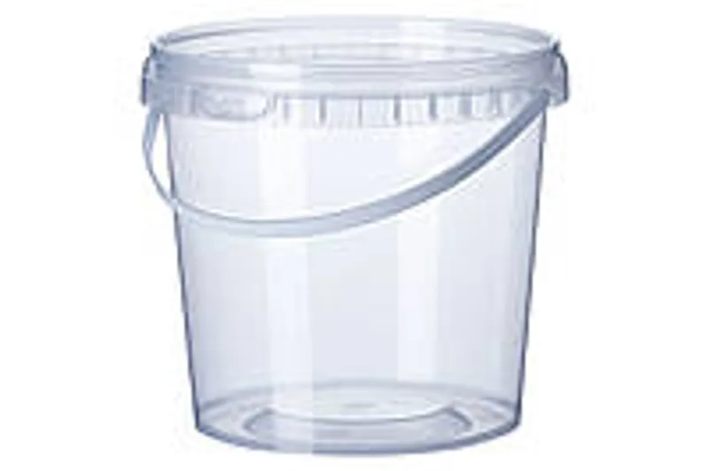 Ведро 1 л круглое прозрачное с ручкой, пластиковые ведра