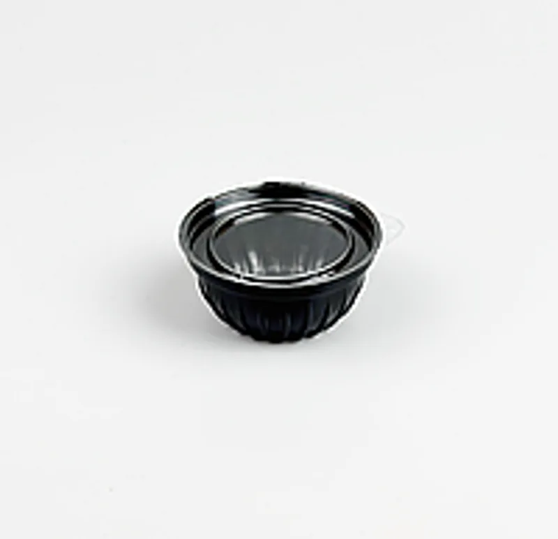 Соусник черный одноразовый с крышкой пластиковый 50 мл ПЭТ