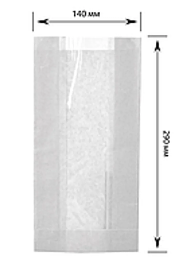 Бумажный пакет с прозрачной вставкой белый 290х140х50 мм (1000 шт.)
