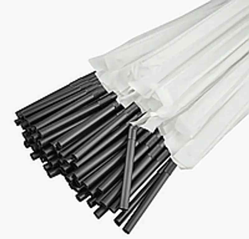 Трубочка в индивидуальной упаковке с коленом 21см*4,8мм Черная 200шт