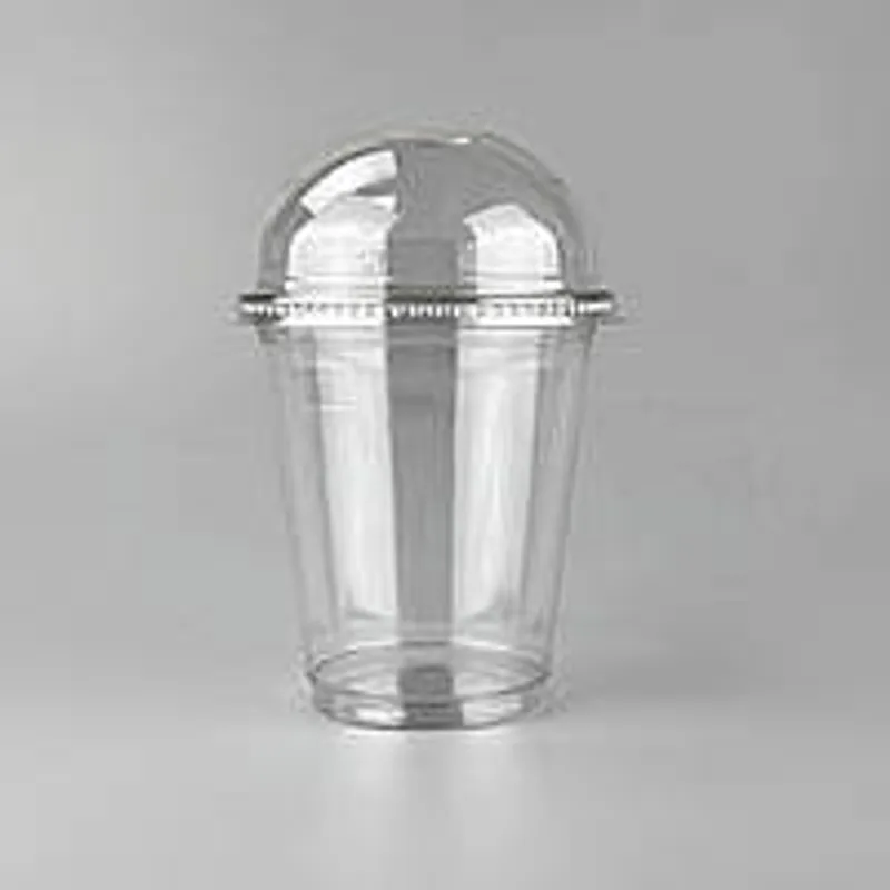 Стакан пластиковый с купольной крышкой "Премиум" 300 мл (1/уп/50шт), cтаканы для коктейлей