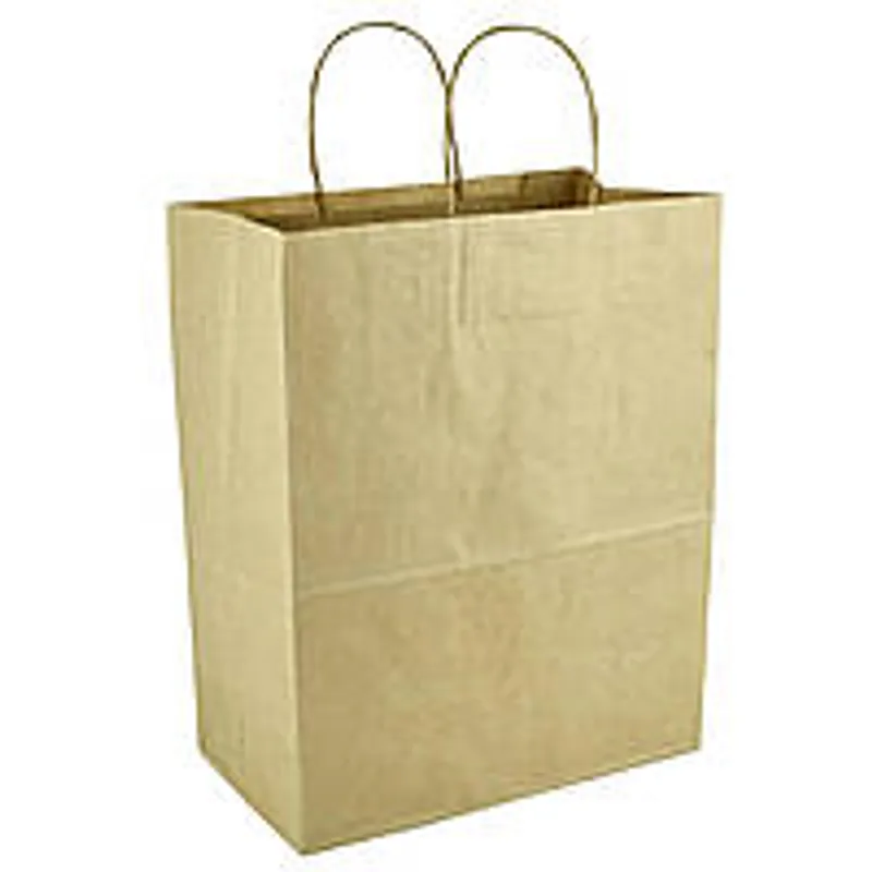 Бумажный пакет крафт с ручками бурый 250х140х320 мм